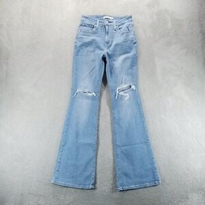 Levis Jeans Womens 26 Blue 726 Flare High Rise Distressed Light Wash Stretch